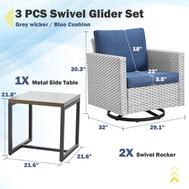 Swivel Glider Chairs Set with Side Table, GRS Series - Belord