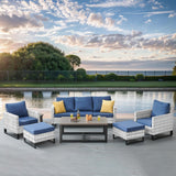 Patio Conversation Set 6-Piece with Sofa, Patio Chairs, Coffee Table, and Ottoman, GRS Series - Belord