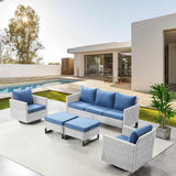 Patio Conversation Set 5-Piece with Sofa, Swivel Glider Chairs, and Ottoman, GRS Series - Belord