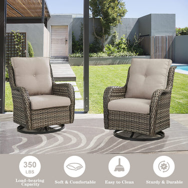 Outdoor 2PC PE Rattan Swivel Glider Chairs, NTC Series - Belord