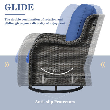 Save 60% - Outdoor 2PC PE Rattan Swivel Glider Chairs, NTC Series - Belord