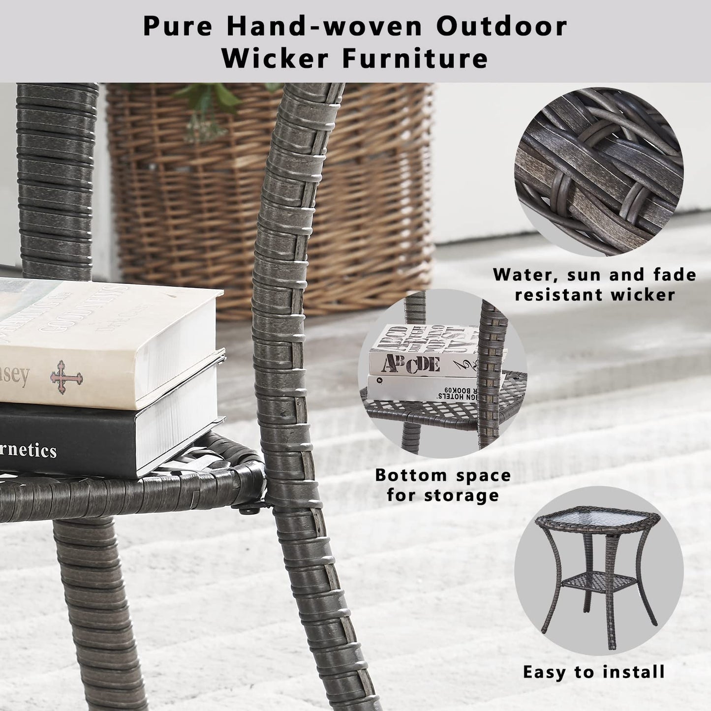 Patio Conversation Set 7-Piece with Fire Pit Table, Swivel Glider Chairs, Patio Chairs, Sofa and Side Table, NTC Series