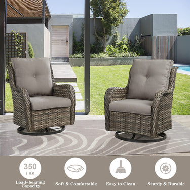 Save 60% - Outdoor 2PC PE Rattan Swivel Glider Chairs, NTC Series - Belord