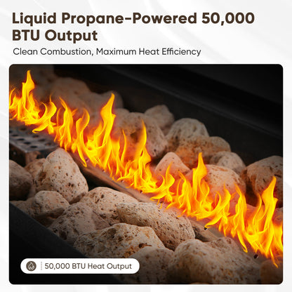 43" Rectangular Wicker Fire Pit Table with Lift-Up Adjustable Tabletop