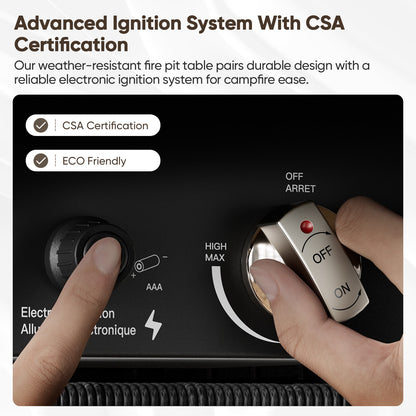 43" Rectangular Wicker Fire Pit Table with Lift-Up Adjustable Tabletop