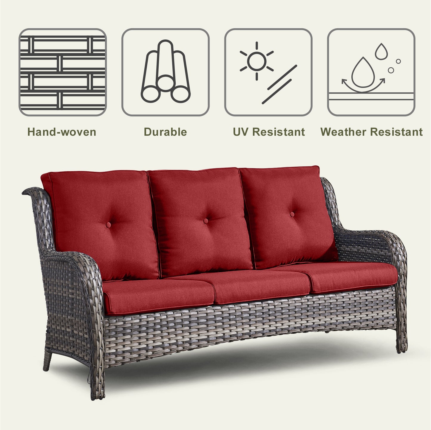 4-Piece Outdoor Conversation Set with Rectangular Fire Table, Sofa & Swivel Chairs, NTC Series