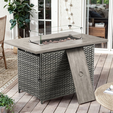 Rectangular Fire Pit Table with Glass Cover - Belord