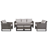 Patio Conversation Set 6-Piece with Sofa, Swivel Glider Chairs, Coffee Table, and Ottoman, GRS Series - Belord