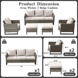 Patio Conversation Set 5-Piece with Sofa, Patio Chairs, and Ottoman, GRS Series - Belord