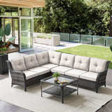Save 50% - 7-Piece L-Shaped Patio Sectional Sofa Set + Wicker Coffee Table, NTC Series - Belord