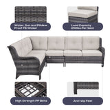 Save 50% - 7-Piece L-Shaped Patio Sectional Sofa Set + Wicker Coffee Table, NTC Series - Belord