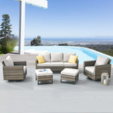Patio Conversation Set 5-Piece with Sofa, Swivel Glider Chairs, and Ottoman, GRS Series - Belord