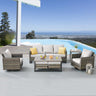 Patio Conversation Set 7-Piece with Sofa, Swivel Glider Chairs, Coffee Table, Side Table, and Ottoman, GRS Series - Belord