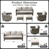 Patio Conversation Set 5-Piece with Sofa, Swivel Glider Chairs, and Ottoman, GRS Series - Belord