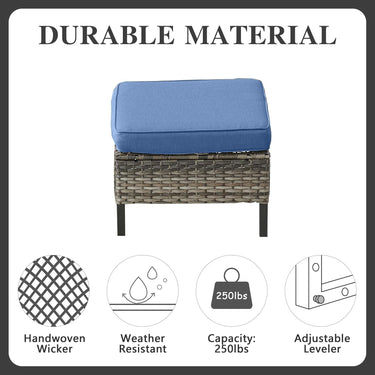 Patio Conversation Set 5-Piece with Sofa, Swivel Glider Chairs, and Ottoman, GRS Series - Belord