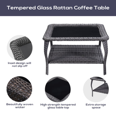 Save 50% - 7-Piece L-Shaped Patio Sectional Sofa Set + Wicker Coffee Table, NTC Series - Belord