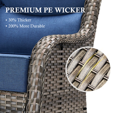 3-Piece All-Weather Wicker Sectional Sofa – 6" Ultra-Thick Cushions & Ottomans, NT Series - Belord