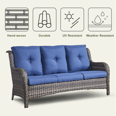 Patio Conversation Set 7-Piece with Sofa, Glider Loveseat, Swivel Glider Chairs, Ottoman and Coffee Table, NTC Series - Belord