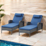 2-PC Outdoor Poolside 5-Position Adjustable Chaise Longue, NTC Series - Belord