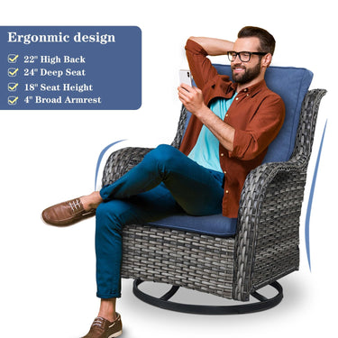 Swivel Glider Chairs Set with Side Table, NTC Series - Belord