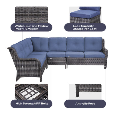 Save 50% - 7-Piece L-Shaped Patio Sectional Sofa Set + Wicker Coffee Table, NTC Series - Belord