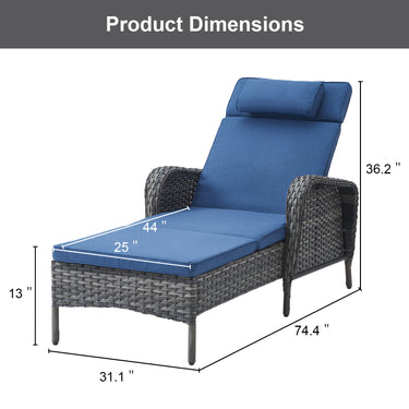 2-PC Outdoor Poolside 5-Position Adjustable Chaise Longue, NTC Series - Belord