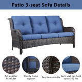 Patio Conversation Set 6-Piece with Sofa, Swivel Glider Chairs, Coffee Table, and Ottoman, NTC Series - Belord