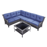 Save 50% - 7-Piece L-Shaped Patio Sectional Sofa Set + Wicker Coffee Table, NTC Series - Belord