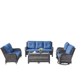 Patio Conversation Set 7-Piece with Sofa, Glider Loveseat, Swivel Glider Chairs, Ottoman and Coffee Table, NTC Series - Belord