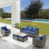 Patio Conversation Set 6-Piece with Sofa, Swivel Glider Chairs, Coffee Table, and Ottoman, GRS Series - Belord
