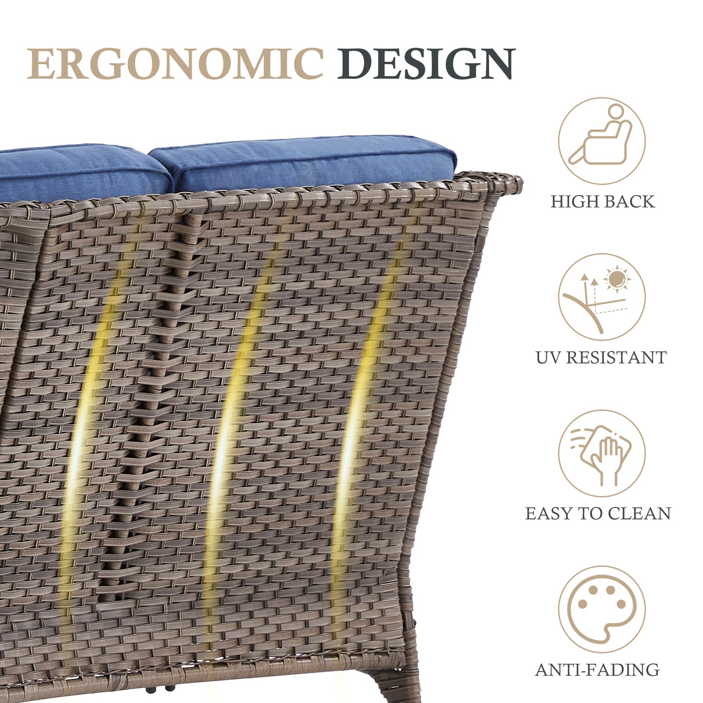 Premium 4PCS Patio Conversation Set for Backyard & Deck, Hand-Woven Rattan Sofa, Swivel Chairs & Coffee Table with 6" Cushions, NT Series