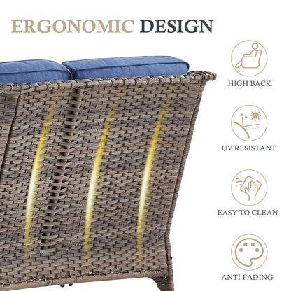 Premium 4PCS Patio Conversation Set for Backyard & Deck, Hand-Woven Rattan Sofa, Swivel Chairs & Coffee Table with 6" Cushions, NT Series