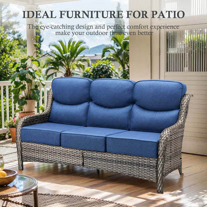 Premium 4PCS Patio Conversation Set for Backyard & Deck, Hand-Woven Rattan Sofa, Swivel Chairs & Coffee Table with 6" Cushions, NT Series