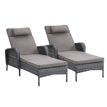2-PC Outdoor Poolside 5-Position Adjustable Chaise Longue, NTC Series - Belord
