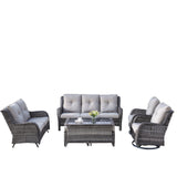 Patio Conversation Set 7-Piece with Sofa, Glider Loveseat, Swivel Glider Chairs, Ottoman and Coffee Table, NTC Series - Belord