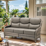 Oversized 3-Seat Wicker Sofa for Outdoor Patio – High Back & Extra Thick Cushions / NT Series - Belord