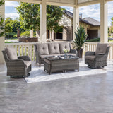 Patio Conversation Set 6-Piece with Sofa, Swivel Glider Chairs, Coffee Table, and Ottoman, NTC Series - Belord