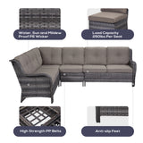 Save 50% - 7-Piece L-Shaped Patio Sectional Sofa Set + Wicker Coffee Table, NTC Series - Belord
