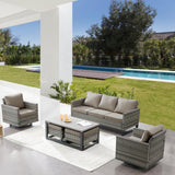 Patio Conversation Set 6-Piece with Sofa, Swivel Glider Chairs, Coffee Table, and Ottoman, GRS Series - Belord