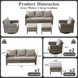 Patio Conversation Set 5-Piece with Sofa, Swivel Glider Chairs, and Ottoman, GRS Series - Belord