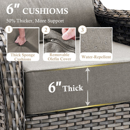 Premium Outdoor 8PCS Sofa Set with Coffee Table for Garden & Deck – 6" Cushion Comfort, NT Series