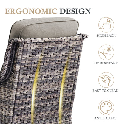 4PCS Outdoor Patio Fire Pit Set for Garden Parties, Rattan Sofa & Swivel Chairs with Rectangular Fire Table and Wind Glass, NT Series