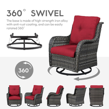 Patio Conversation Set 6-Piece with Sofa, Swivel Glider Chairs, Coffee Table, and Ottoman, NTC Series - Belord