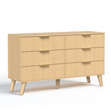 Belord 47-inch modern wood dresser with 6 drawers, fluted boho design, perfect for bedroom storage and stylish organization.