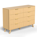 Save 50% - 47" Modern Wood Dresser with 8 Drawers – Fluted Boho Design, Chest of Drawers for Bedroom - Belord