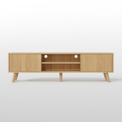 Save 50% - 75" Boho TV Stand in Natural | Media Console with Fluted Doors & Ample Storage