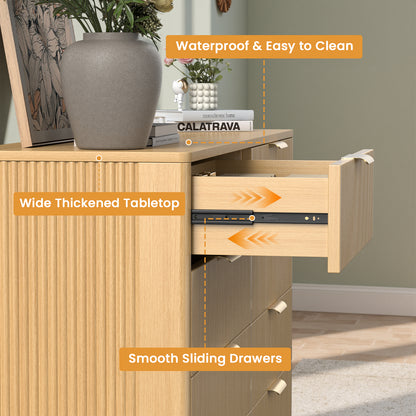 Save 50% - 47" Modern Wood Dresser with 8 Drawers – Fluted Boho Design, Chest of Drawers for Bedroom