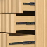 Natural wood Belord 47-inch modern dresser with 8 drawers, boho fluted design, ideal for bedroom storage.