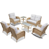 Patio Conversation Set 7-Piece with Loveseat, Rocking Chairs, Patio Chairs, Coffee Table, and Side Table, NDS Series - Belord