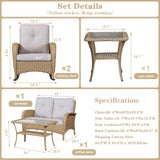 Patio Conversation Set 5-Piece with Loveseat, Rocking Chairs, Coffee Table, and Side Table, NDS Series - Belord